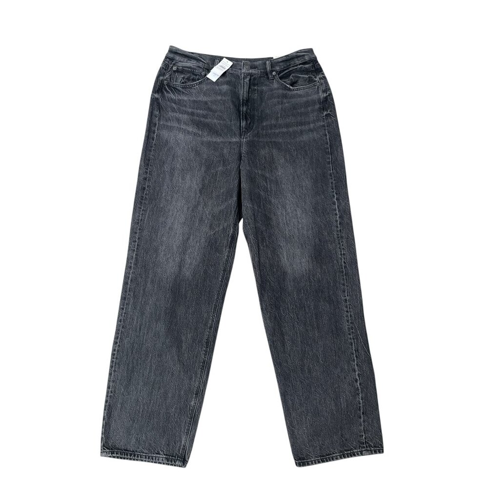 American Eagle Curvy High-Rise Baggy Charcoal Stovepipe Wide Leg Size 33W X 30L